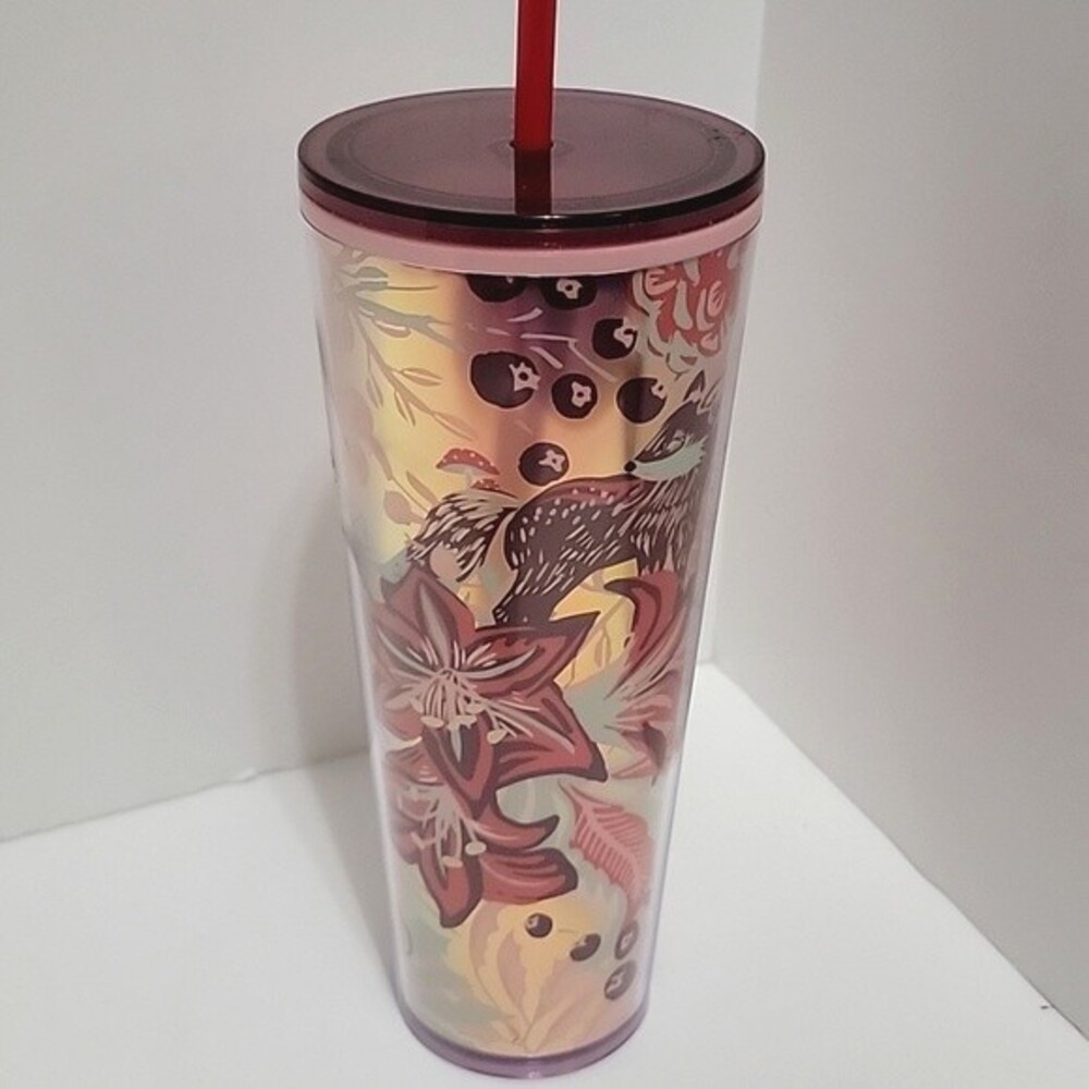 STARBUCKS Holiday Enchanted Forest Floral Mushroom Tumbler